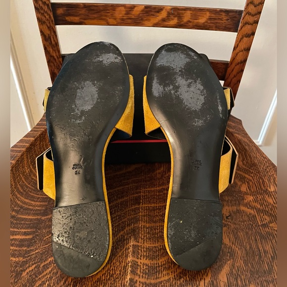 Phillip Lim Mustard Yellow Suede Flat Slide Sandals - Picture 10 of 10